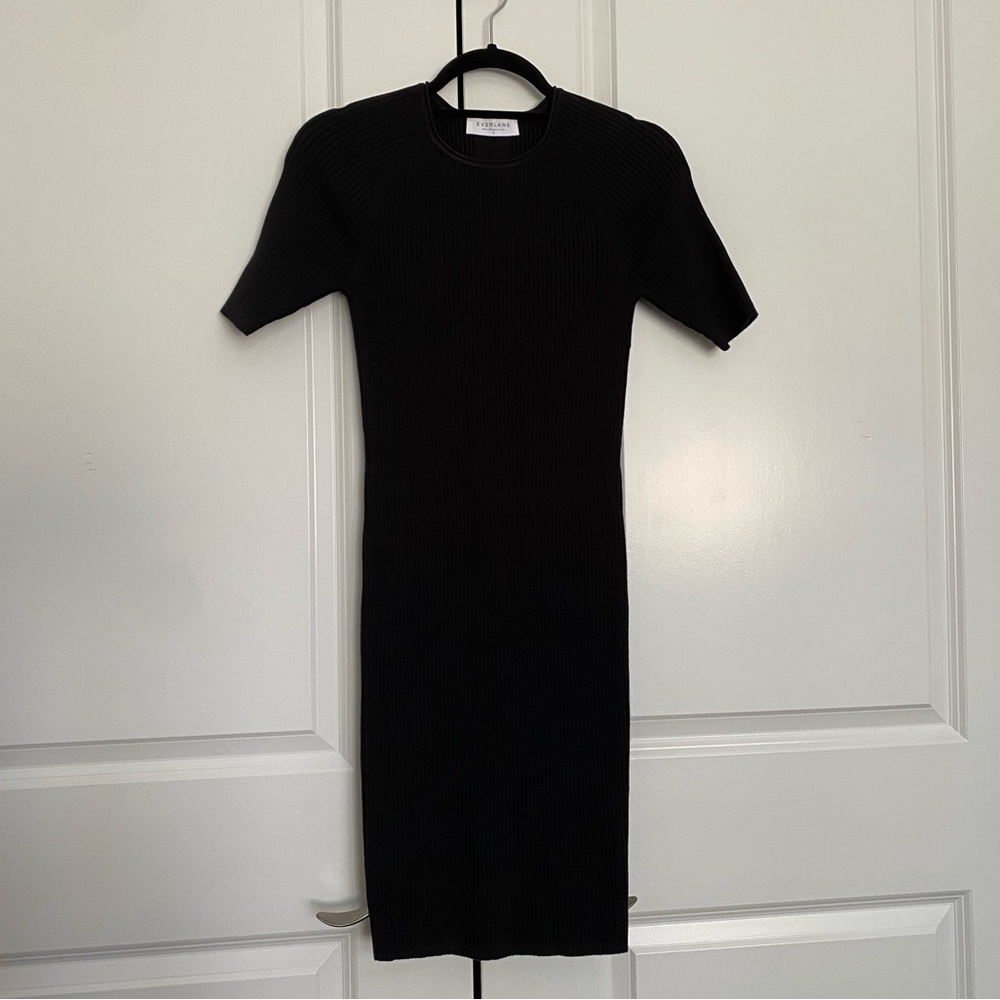 EVERLANE ribbed black tight dress size M
